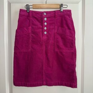 Anthropologie Pilcro Fuchsia Corduroy Pencil Skirt Womens Size 0